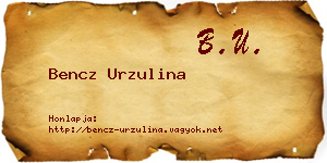 Bencz Urzulina névjegykártya